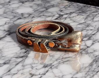 Vintage Barry Kieselstein-cord Mini Leather Belt: Sculptural  display picture 3