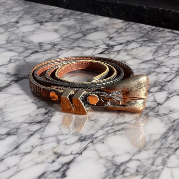 Vintage Barry Kieselstein-cord Mini Leather Belt: Sculptural  display picture 2