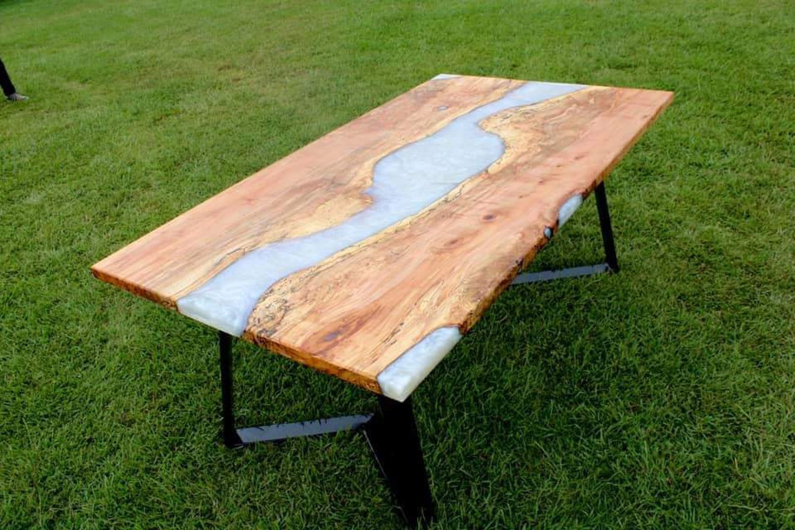 Epoxy Resin White River Dinning Table Top Live Edge Wood Style Etsy