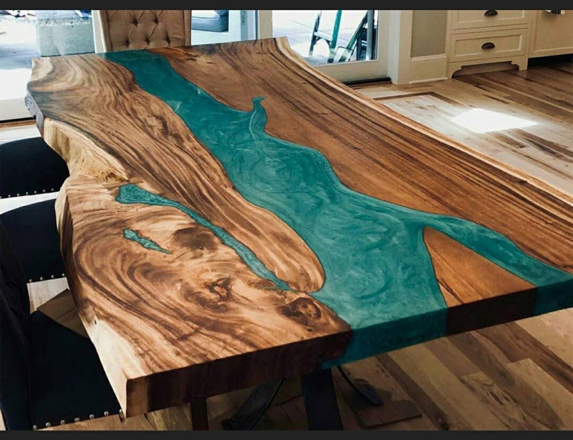 Custom green Epoxy table dining table top resin table epoxy Etsy