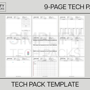 Tech Pack Template for Fashion Design (9-Page)