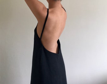 low back linen dress