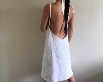 low back linen dress