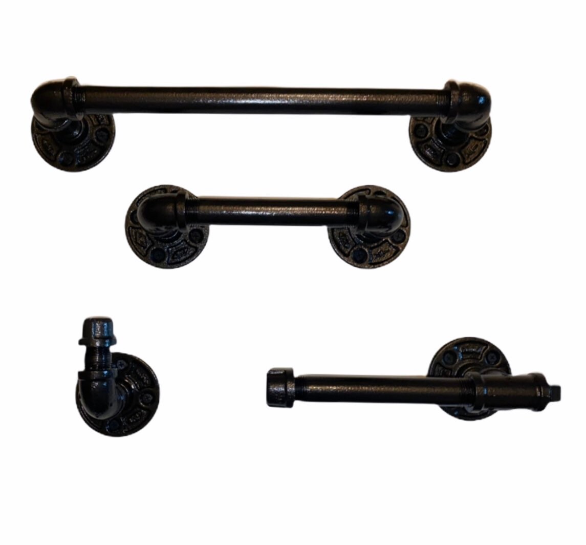 Industrial Pipe Bathroom Set 4 Piece Set Toilet Paper Etsy