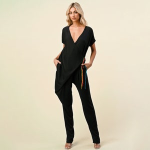 Oversize Jumpsuit | Bohemian Black Jumpsuit | Stylish Jumpsuit  | Boho White Jumpsuit | Jumpsuit With Pockets | Bohemian Clothing