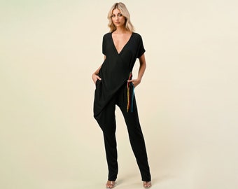 Oversize Jumpsuit | Bohemian Black Jumpsuit | Stylish Jumpsuit  | Boho White Jumpsuit | Jumpsuit With Pockets | Bohemian Clothing