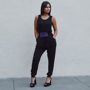 Boho Mexican Jumpsuit | Bohemian Black Jumpsuit | Sleeveless Jumpsuit For Woman | Festival Romper | Jumpsuit With Pockets