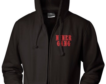 Bang Bang Niner Gang Black Zip Up Hoodie (LIMITED EDITION) San Francisco 49ers Edition