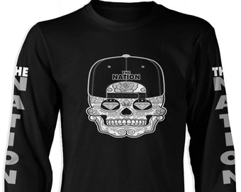 Raider Nation Candy Skull Black Long Sleeve T-Shirt (New) The Nation Edition