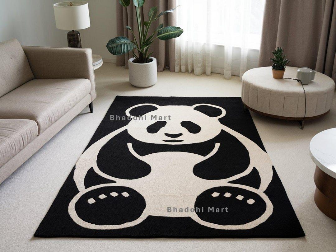 Real Panda Rug Hand-tufted Wool Panda Rug: Soft Nursery Playroom Carpet - Etsy