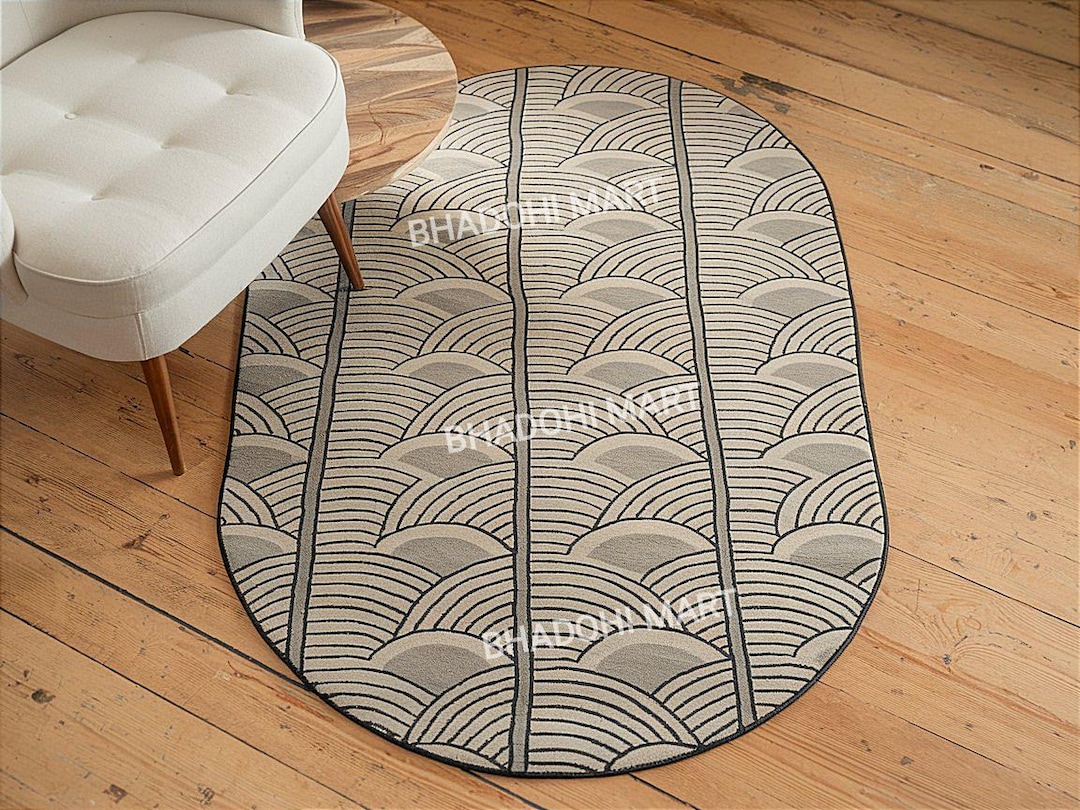 Oval Shaped Multi Colored Hand Tufted Rug From 100% Wool for Living ...
