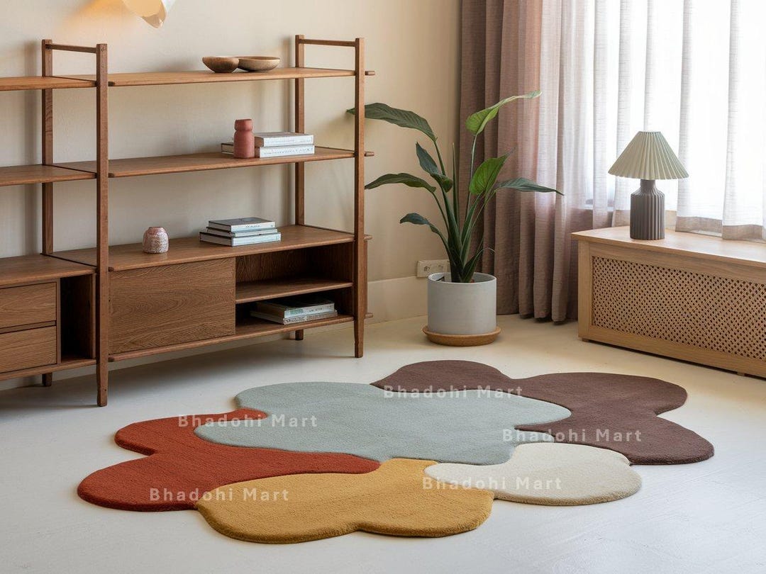 Modern Hand Tufted Wool Rug – Abstract Floral Design, Soft Multicolor ...