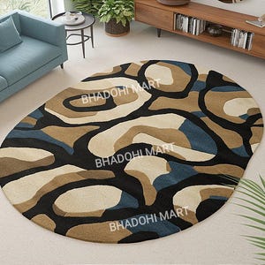 Oval Shaped Multi Colored Hand Tufted Rug From 100% Wool For Living Room | Bedroom | Dinning Room, Perfect For Adding Elegance To Any Room.