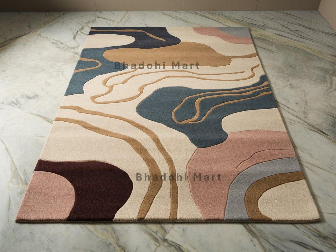Hand Tufted Wool Rug: Modern Abstract Art-inspired Geometric Design - Etsy