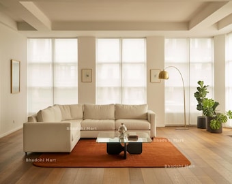 Burnt Terracotta Hand Tufted Wool Rug | Solid Scandinavian Nordic Minimal Area Rug