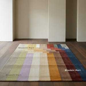 Modern Hand Tufted Wool Rug - Abstract Design Area Rug for Living Room or Nursery 5x8, 6x9, 8x10, 9x12, Custom Sizes Available