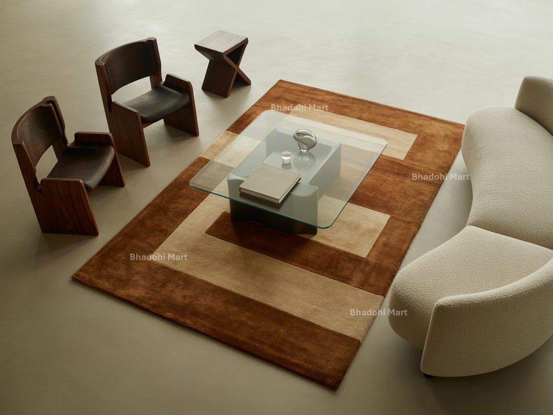 Geometric Hand Tufted Wool Rug | Modern Scandinavian Block Design Area ...