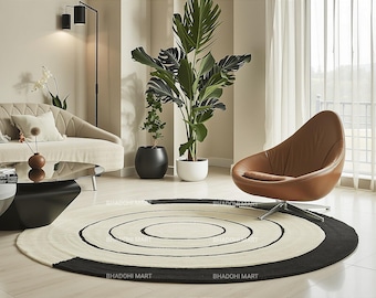 Hand Tufted Wool Round Rug | Modern Living Room Carpet