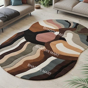 Oval Shaped Multi Colored Hand Tufted Rug From 100% Wool For Living Room | Bedroom | Dinning Room, Perfect For Adding Elegance To Any Room.