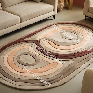 Oval Shaped Multi Colored Hand Tufted Rug From 100% Wool For Living Room | Bedroom | Dinning Room, Perfect For Adding Elegance To Any Room.