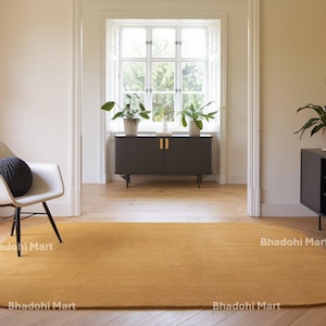 Modern Yellow Hand-Tufted Wool Rug – Solid Yellow Rectangular Rug For Living Room | Dining Room 5x8, 6x9, 8x10, 9x12, Custom Sizes Available