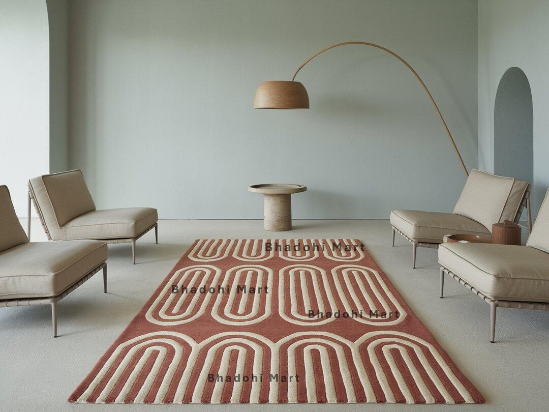 Hand Tufted Wool Area Rug - Modern Abstract Arcs Design - Etsy