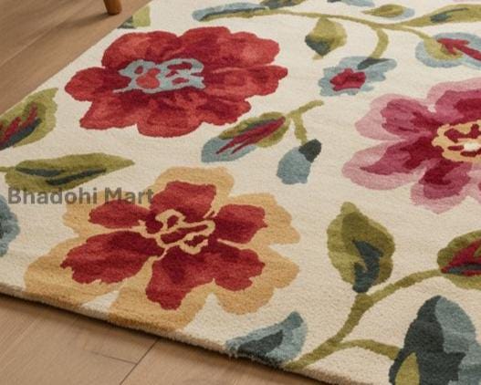 Floral Hand Tufted Wool Rug | Modern Scandinavian Botanical Area Rug - Etsy
