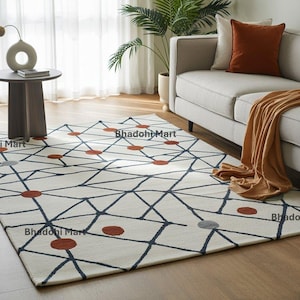 Hand-Tufted New Zealand Wool Rug: Modern Geometric Abstract Carpet