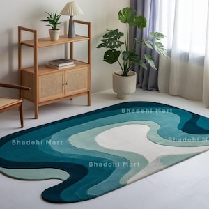 Modern Hand Tufted Wool Rug - Abstract Design Area Rug for Living Room or Nursery 5x8, 6x9, 8x10, 9x12, Custom Sizes Available