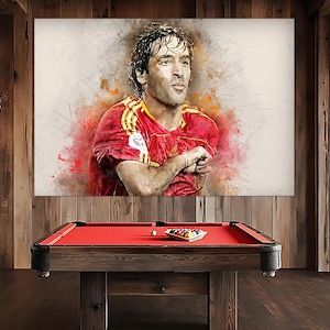 ラウル・ゴンザレスのキャンバスプリント、サッカーファンへのギフト、スペインのウォールアート、ラウルのポスター、スペインファンへのギフト、ラウルの絵画、ラウルのアートワーク、ラウルの写真
