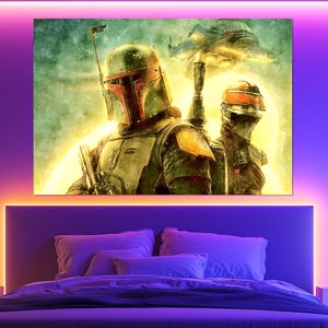 Boba Fett and Fennec Shand, Star Wars Canvas Print, Watercolor Sci-Fi Wall Art, Star Wars Fan Gift, Boba Fett Painting, Boba Fett Poster