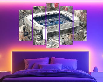 Impresión en lienzo del Santiago Bernabéu, arte mural del Real Madrid, póster del Santiago Bernabéu, regalo para aficionados del Real Madrid, acuarela del estadio del Real Madrid