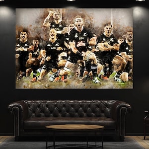 All Blacks Performing the Haka, New Zealand Rugby Wall Art, Haka Poster, Rugby Fan Gift, New Zealand Fan Gift, All Blacks Painting