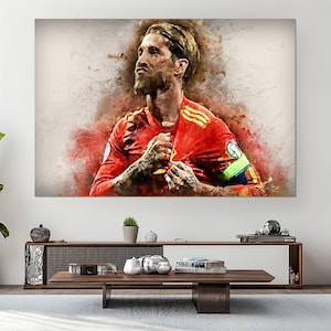 Sergio Ramos Wall Art, Spain Fan Gift, Football Wall Decor, Sergio Ramos Fan Gift, Sergio Ramos Poster, Sergio Ramos Canvas Print
