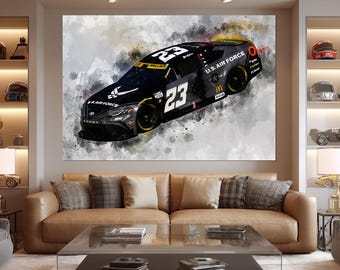Bubba Wallace Canvas Print, NASCAR Wall Art, Bubba Wallace Fan Gift, NASCAR Fan Gift, Bubba Wallace Poster, NASCAR Painting