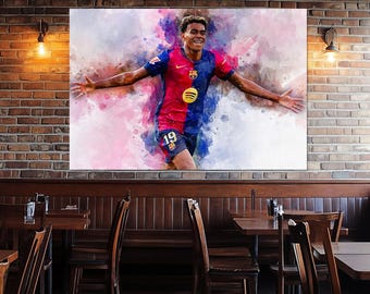 Toile Murale Lamine Yamal - Joueur Du FC Barcelone | Impression Sur Toile, Déco Sport Football