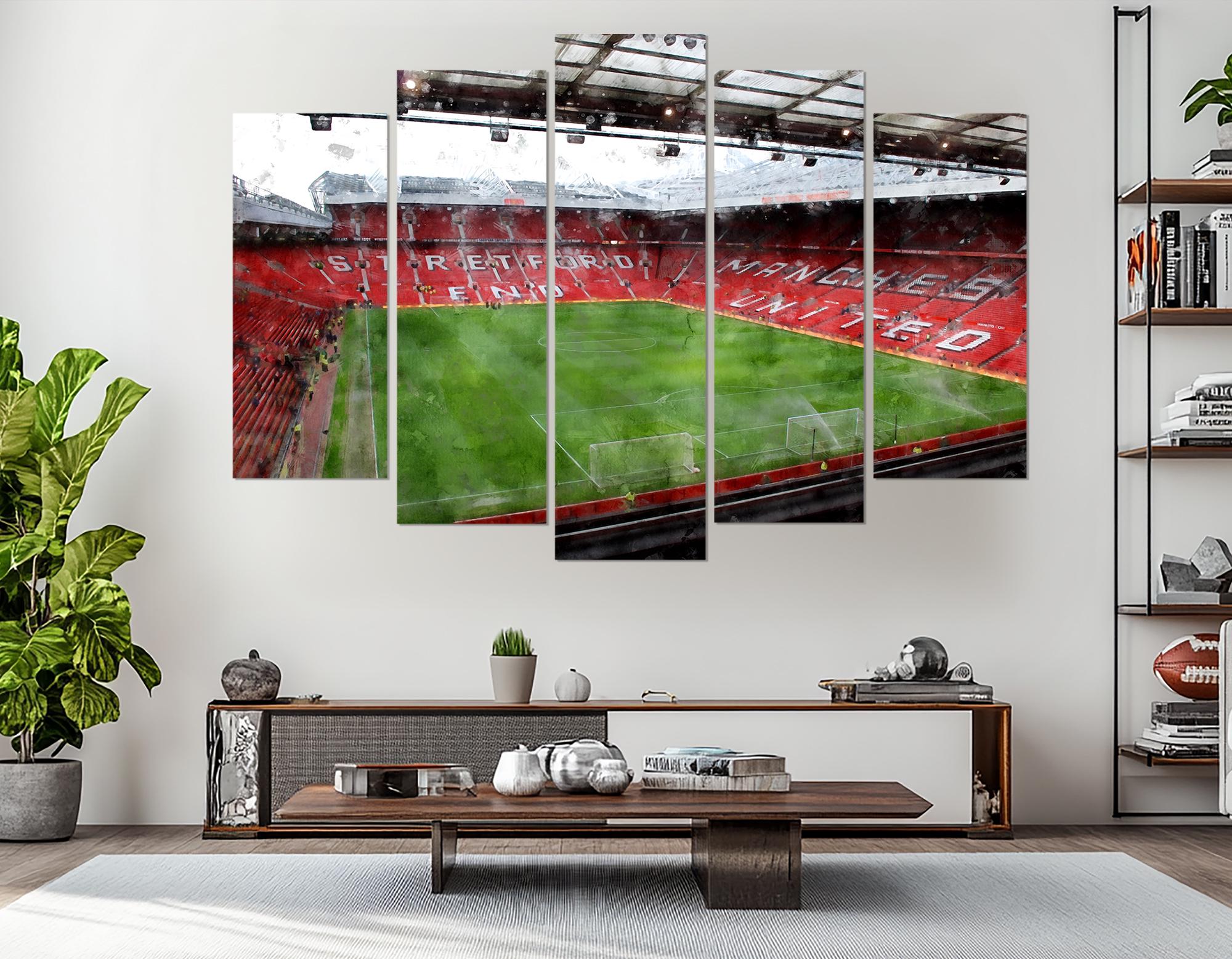 Old Trafford Man United Stadium View, Watercolor Style Football Wall Art, Red Devils Wall Decor, Gift for Man Utd Fans, Man United Poster