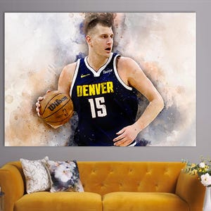 Nikola Jokic Canvas Print, Nikola Jokic Wall Art, Basketball Canvas Print, Basketball Fan Gift, Basketball Wall Art, Nikola Jokic Paint Art