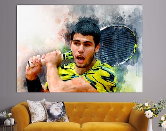 Carlos Alcaraz Canvas Print, Carlos Alcaraz Room Decor, Carlos Alcaraz Wall Art, Tennis Fan Gift, Tennis Wall Art, Carlos Alcaraz Picture