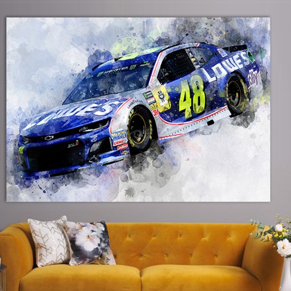 Jimmie Johnson Canvas Print, NASCAR Wall Art, NASCAR Fan Gift, Racing Room Decor, Jimmie Johnson Fan Gift, Jimmie Johnson Car
