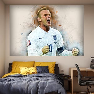 Wayne Rooney Wall Art, England Fan Gift, Football Wall Decor, Wayne Rooney Fan Gift, Wayne Rooney Poster, Wayne Rooney Canvas Print