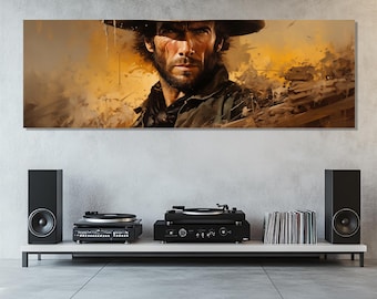 Impression sur toile cow-boy du Far West, art mural Clint Eastwood, décor de film western, peinture tireur d'élite, cadeau de fan de cow-boy, affiche de Clint Eastwood
