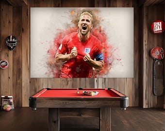 Arte murale di Harry Kane, regalo per tifoso inglese, decorazione murale di calcio, regalo per tifoso di Harry Kane, poster di Harry Kane, stampa su tela di Harry Kane