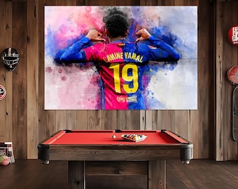 Lamine Yamal Canvas Print, FC Barcelona Fan Gift, Lamine Yamal Painting, Football Wall Decor, FC Barcelona Poster, FC Barcelona Wall Art