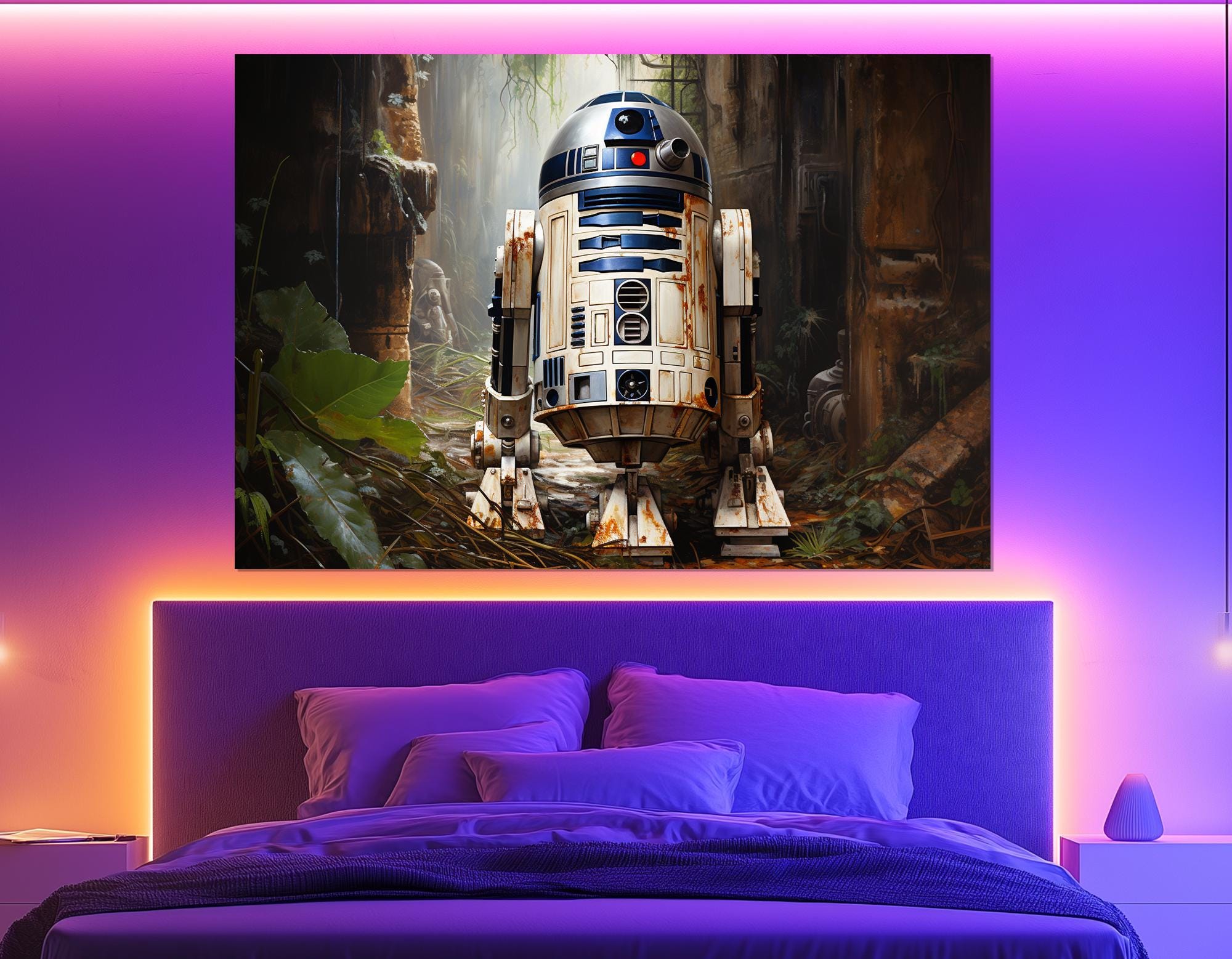 R2-D2 in Jungle Ruins, Star Wars Canvas Print, Oil Painting Style Sci ...