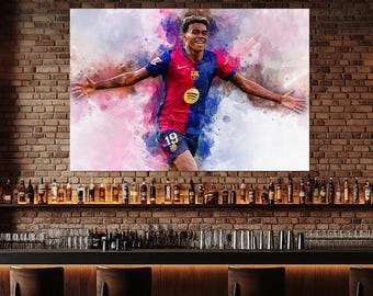 Lamine Yamal Canvas Print, Football Fan Gift, Sport Bar Decor, Lamine Yamal Poster, Football Wall Art, FC Barcelona Poster, FC Barcelona Art