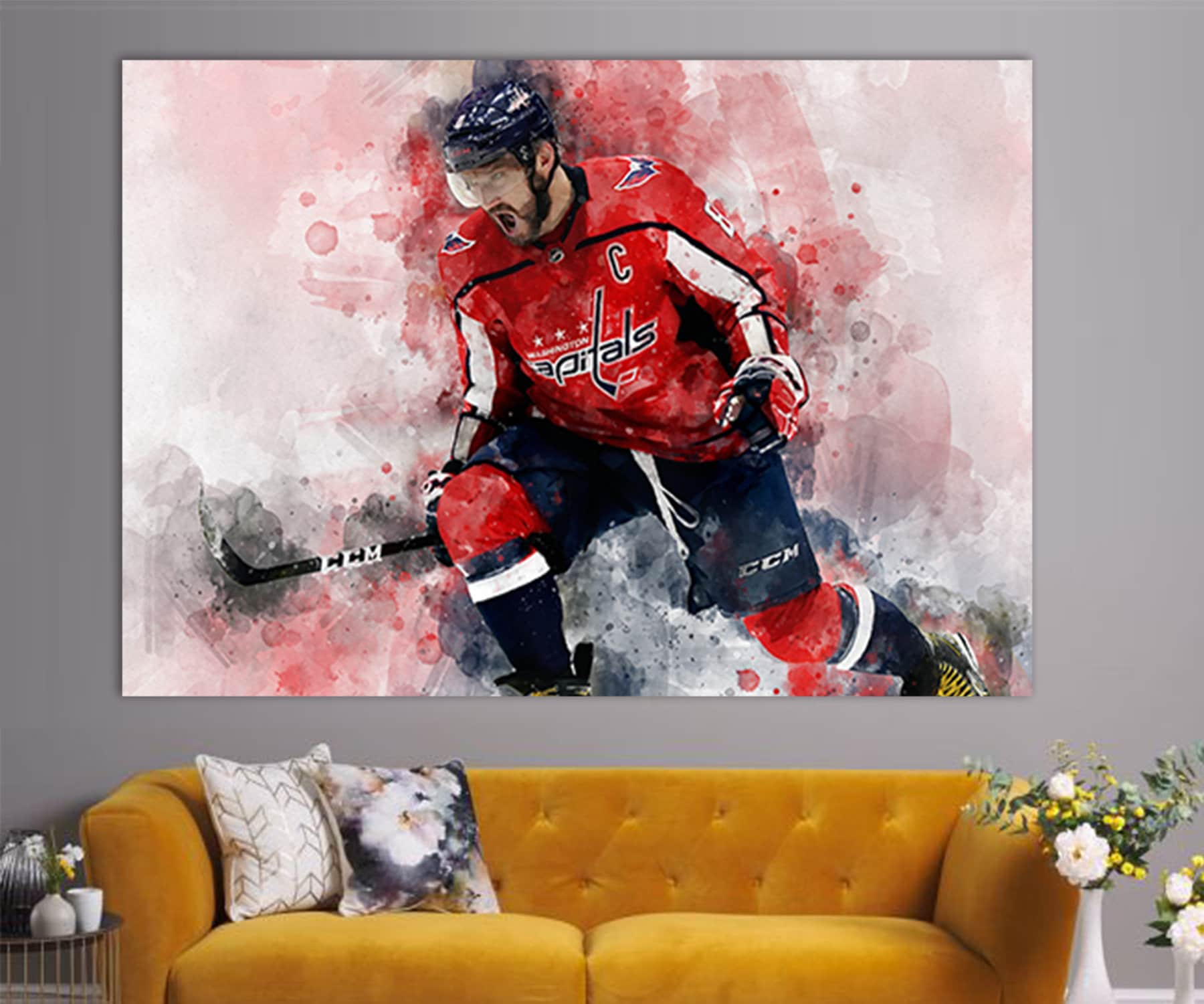  GuangYing Russian Professional Ice Hockey Left Winger Alexander  Ovechkin Poster Wall Art Poster Scroll Canvas Painting Picture Living Room  Decor Home Framed/Unframed 20x30inch(50x75cm): Posters & Prints