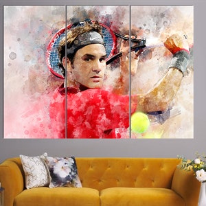 Roger Federer Leinwanddruck, Roger Federer, Raumdekor, Leinwanddruck, Tennis Fan Geschenk, Tennis Wandkunst, Roger Federer Fan Geschenk