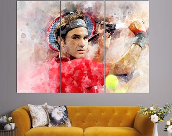 Roger Federer Canvas Print, Roger Federer Room Decor, Canvas Wall Art, Tennis Fan Gift, Tennis Wall Art, Roger Federer Fan Gift