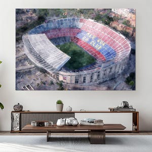 Camp Nou Aerial Canvas Print, FC Barcelona Stadium Wall Art, Football Ground Poster, Barça Fan Gift, Spain Soccer Wall Decor, Camp Nou Art